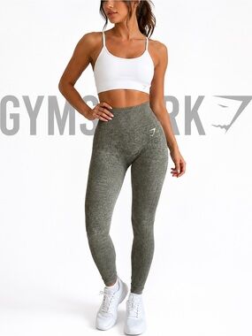 Gymshark Vital Seamless Full Length Leggings XS Gray Green Olive